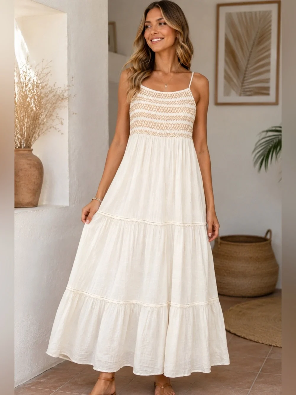 New Zara Combination Tiered Midi Dress XS